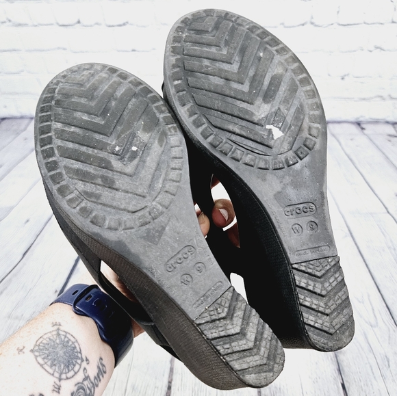 CROCS | Havana slingback peep toe wedge heels - Picture 9 of 10